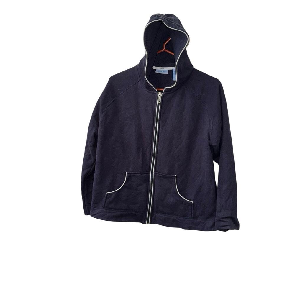 Vintage Pacer Zip Up Hoodie Navy Blue White Trim USA Men’s M Cotton Blend READ